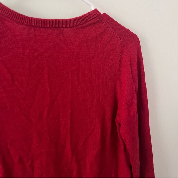 Lands End Girls 10-12 Medium Red V-Neck Knit Sweater OEKO-TEX - Picture 8 of 12